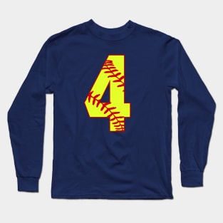 Fastpitch Softball Number 4 #4 Softball Shirt Jersey Uniform Favorite Player Biggest Fan Long Sleeve T-Shirt